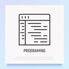 Wall Mural - programming thin line icon. modern vector illustration of wed page development.