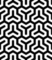 Aufkleber - Seamless geometric monochrome pattern. Vector abstract background. Modern linear texture.