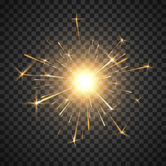 Wall Mural - bengal fire. burning shiny sparkler firework. realistic light effect. party decor element. magic lig