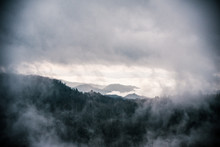 Cloudy Day In Great Smoky Mountains National Park On The Border Of Tennessee And North Carolina  