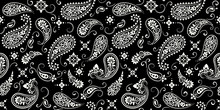 Seamless Pattern Based On Ornament Paisley Bandana Print. Vector Ornament Paisley Bandana Print. Silk Neck Scarf Or Kerchief Square Pattern Design Style, Best Motive For Print On Fabric Or Papper.