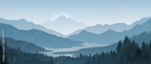 realistyczny-krajobraz-gor-poranna-panorama-z-drewna-sosny-i-gory-sylwetki-tlo-wektor-las-turystyka