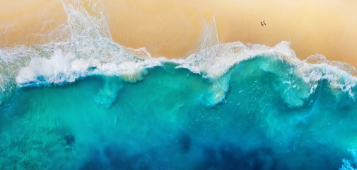 Wall Mural - panorama of a coast as a background from top view. turquoise water background from top view. summer 
