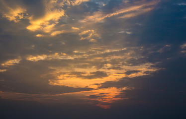 Twilight sky background. Colorful Sunset sky and cloud.vivid sky in twilight time background.Fiery orange sunset sky. Beautiful