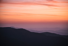Sunset View In Shenandoah National Park In Virginia In Summer