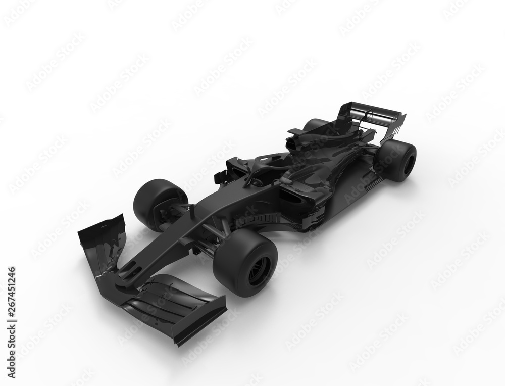 3D rendering illustration with of an modern all black formula race ...