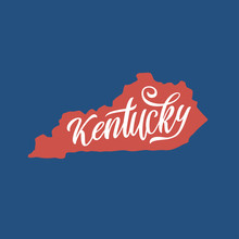 Kentucky. Hand Drawn USA State Name Inside State Silhouette. Vector Illustration.