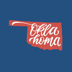 Wall Mural - oklahoma. hand drawn usa state name inside state silhouette. vector illustration.
