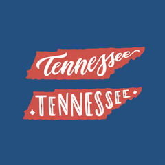 Tennessee. Hand drawn USA state name inside state silhouette. Vector illustration.
