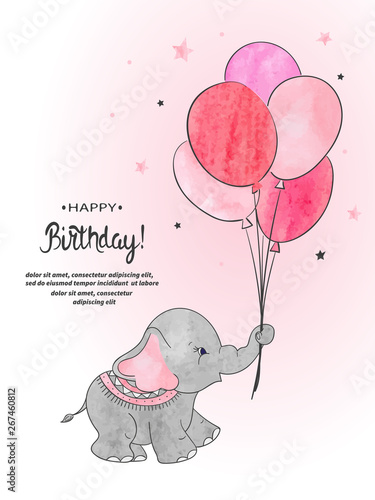 Cute elephant with balloons...