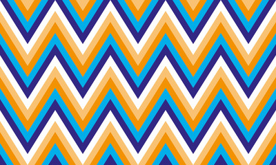 Wall Mural - background of zigzag stripes in blue, turquoise, orange and white