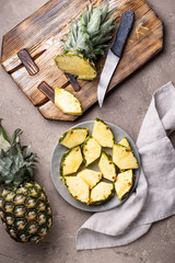 Wall Mural - Sliced ripe pineapple on plate