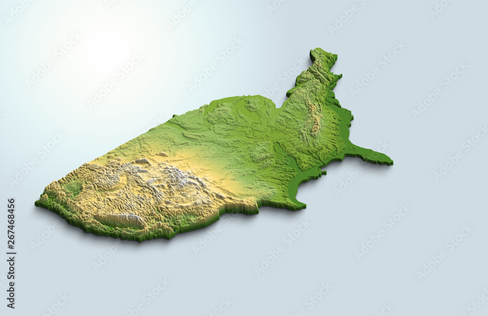Relief map of USA with 3D effect. Isometric map of country. Clipped at ...