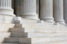 Architectural Detail Of Marble Steps And Ionic Order Columns