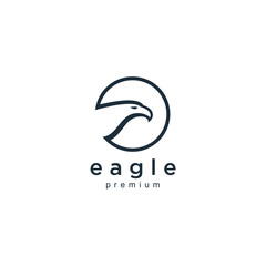 Poster - Eagle Logo design vector template negative space. Creative Wild Bird Falcon Hawk in circle Logotype concept icon.