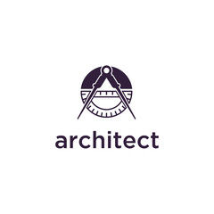 Poster - Architect logo or Building. compass icon, divider vector illustration 