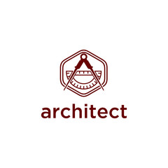 Leinwandbilder - Architect logo or Building. compass icon, divider vector illustration 