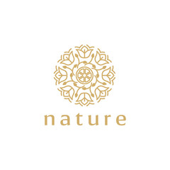 Poster - Flower Logo abstract Beauty Spa salon Cosmetics brand Linear style. Looped Leaves Logotype design vector Luxury Fashion template