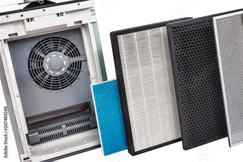 Multistage air cleaner with a set of filters. Air hygiene support system. Change of air filters. Improving indoor climate. The microclimate of the house.