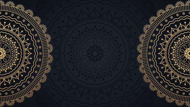 Mandala template illustration with place for text. Golden flowers background
