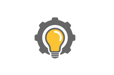Creative Gear Bubble Lamp Logo Design Illustration