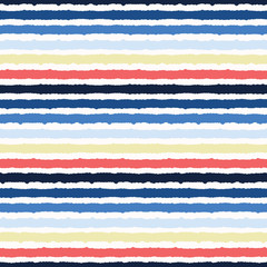 Red blue ocean regatta stripes seamless vector pattern. Hand drawn seaside lines  tile. Aqua all over print for nautical textiles, maritime home decor. Yacht fashion. Classy red blue beach wear fabric