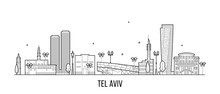 Tel Aviv Skyline Israel Buildings Vector Linear
