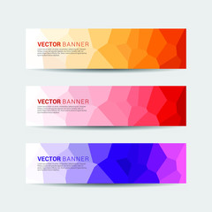 Wall Mural - Set of multicolored abstract web banners with low poly design style. vector template design.