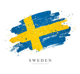 Wall Mural - Flag of Sweden. Vector illustration on white background.