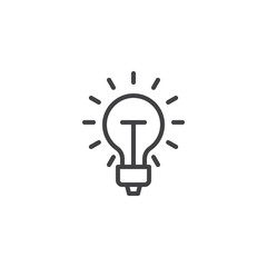 Idea lamp line icon. linear style sign for mobile concept and web design. Glow light bulb outline vector icon. Symbol, logo illustration. Pixel perfect vector graphics