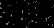 White Snowflakes On The Black Christmas Background. 3D Render Image