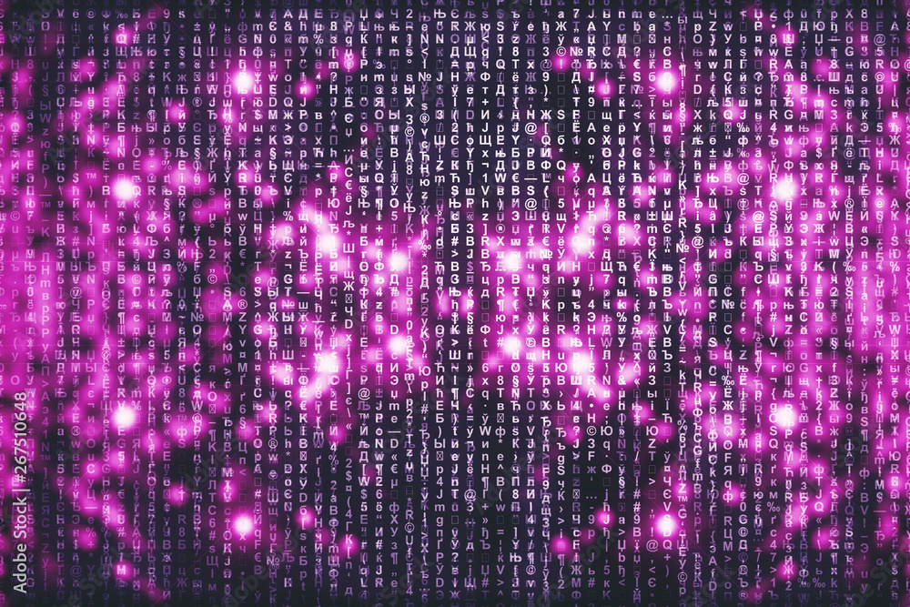 Photo Stock Pink matrix digital background. Abstract cyberspace concept ...