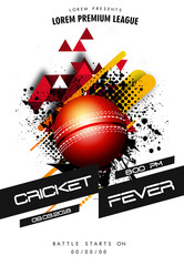 Wall Mural - Cricket Match schedule concept with illustration of glossy ball 