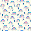 © botobox - seamless pattern with cloud doodle, line art, rainbow, atmosphere, nature, thunder, abstract background, rainy collection, natural print