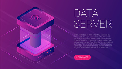 Wall Mural - abstract data server isometric icon, digital technology vector