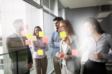 Wall Mural - business people meeting at office and use post it notes to share idea