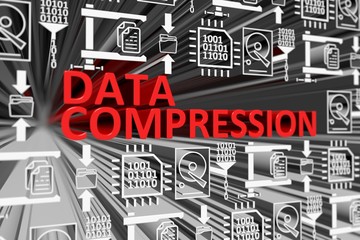 DATA COMPRESSION concept blurred background 3d render illustration