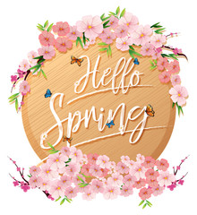 Wall Mural - hello spring text letter