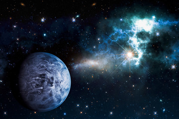 picture of planet in space, nebula and sky. astronomy concept background. elements of this image fur