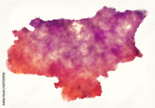 Fotografía South Bulgaria region watercolor map illustration