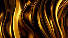 Luxurious Golden Background With Satin Drapery. 3d Illustration, 3d Rendering.