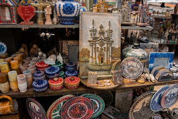 Wall Mural - Sale of handicrafts on a public market on the street. City of Ouro Preto in Minas Gerais, Brazil.