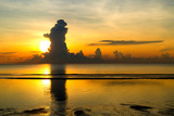 Fototapeta Dmuchawce - Sunrise morning and silhouette at beach Ban Krut