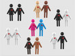 © Volha - Woman and man with hearts hold hands icons set on transparent background 3d rendering illustration