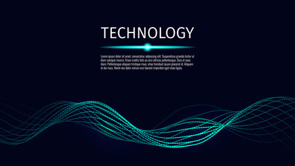 Wall Mural - 3d abstract digital technology background. Futuristic sci-fi user interface concept with gradient dots and lines. Big data, artificial intelligence, music hud. Blockchain and cryptocurrency. Vector