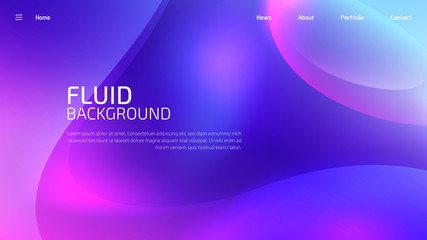trendy fluid gradient background for landing page background, colorful abstract liquid 3d shaped. fu