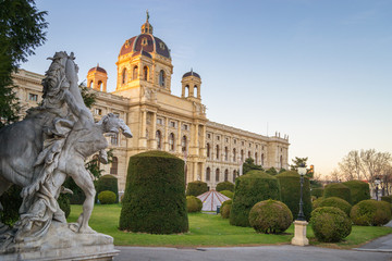 Wall Mural - Maria-Theresien-Platz in Vienna is a public square surrounded by museums and greenery 