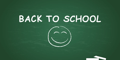 blackboard with chalk and happy face with text back to school vector illustration EPS10