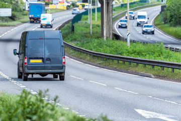 van on uk motorway in fast motion