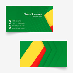 Wall Mural - Congo Flag Business Card, standard size (90x50 mm) business card template.